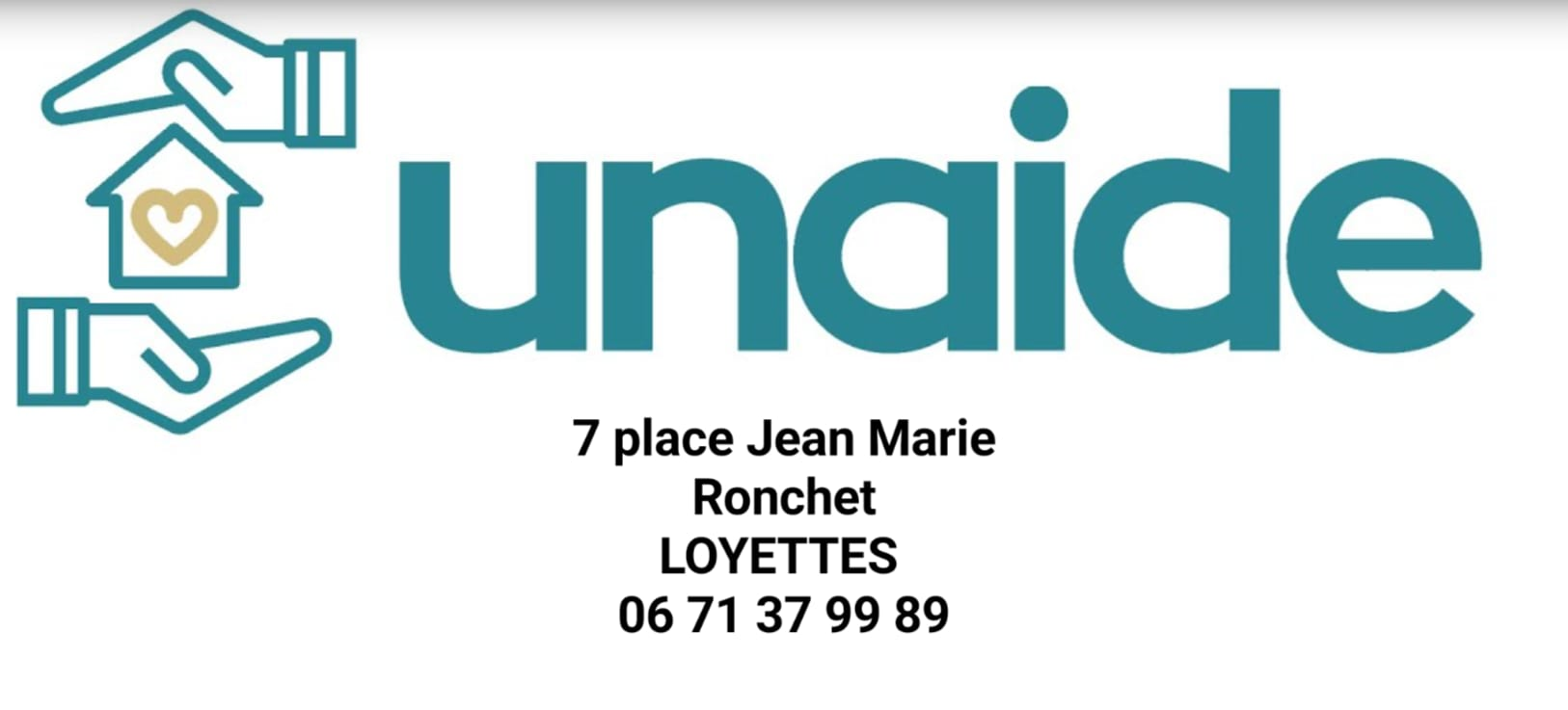 Panneau Unaide avec informations de contact